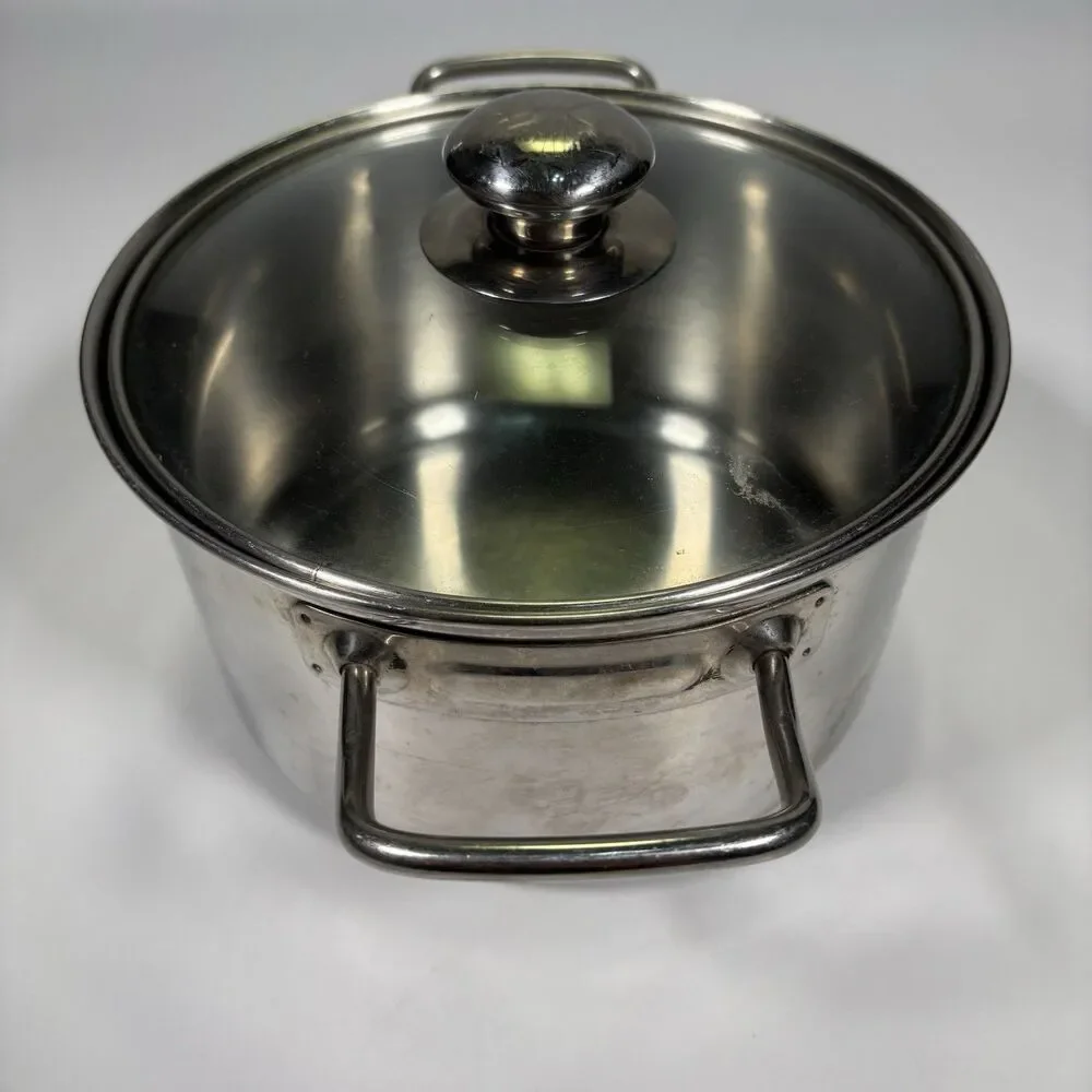 Williams Sonoma 4 Quart Stainless Steel Soup Pot Saucepan Lid KIM Korea Qt Dutch